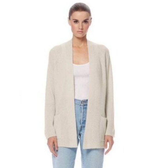 360 Cashmere Ribbed Pocketed Cardigan